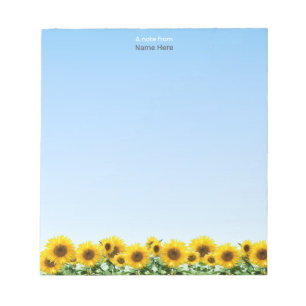 Beautiful Sunflowers on Sky Blue Simple Notepad