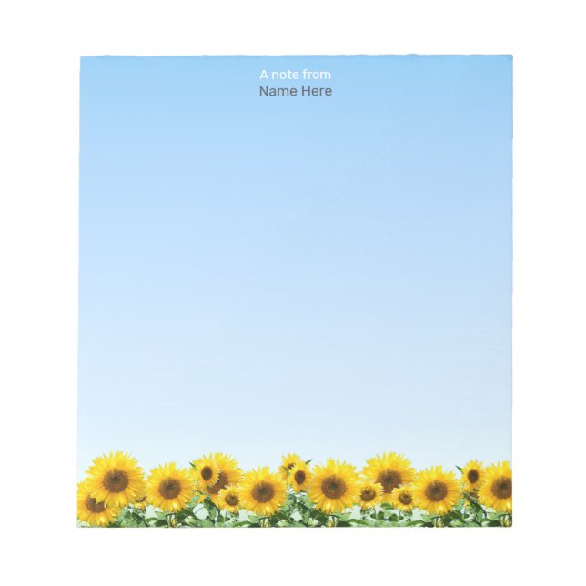 Beautiful Sunflowers on Sky Blue Simple Notepad (Front)