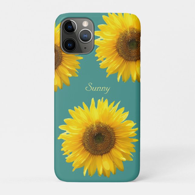 Beautiful Sunflowers on Teal Case-Mate iPhone Case (Back)