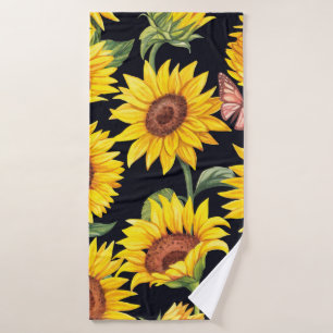 Beautiful Sunflowers pattern Bath Towel