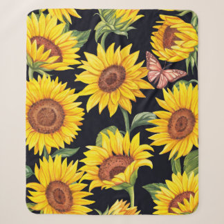 Beautiful Sunflowers pattern Sherpa Blanket