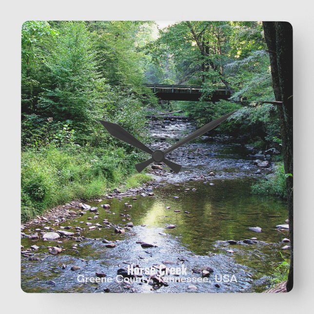 Beautiful Sunlight On Water Mountain Stream Square Wall Clock (Front)