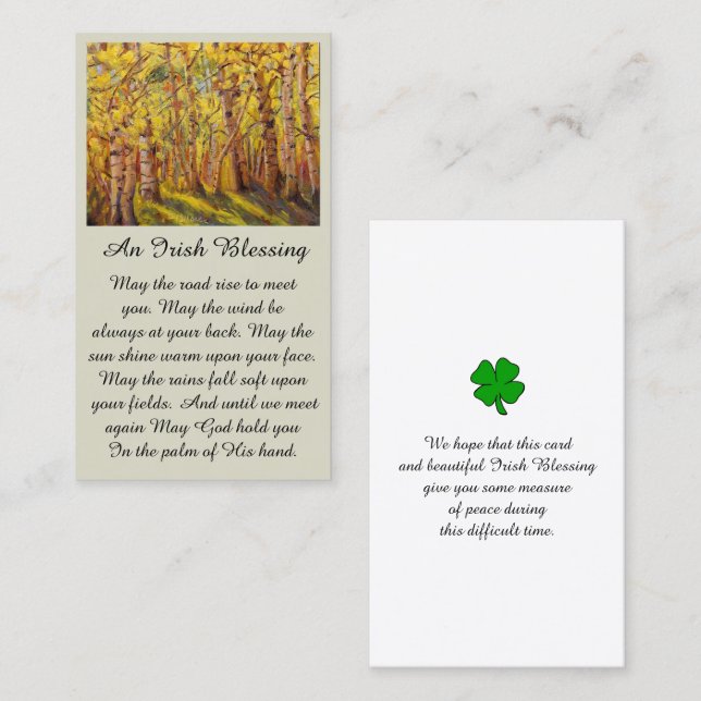 Beautiful Sunlit Aspen Forest Memorial Card (Front/Back)