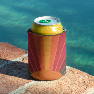 Beautiful Sunny Sun Rays Southwestern Folk Art Can Cooler