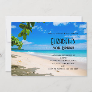 Beautiful Sunny Tropical Beach Photo Birthday Invitation