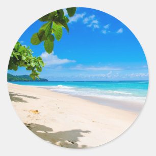 Beautiful Sunny Tropical Beach Photo Classic Round Sticker