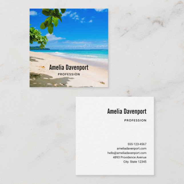 Beautiful Sunny Tropical Beach Photo Square Business Card (Front/Back)