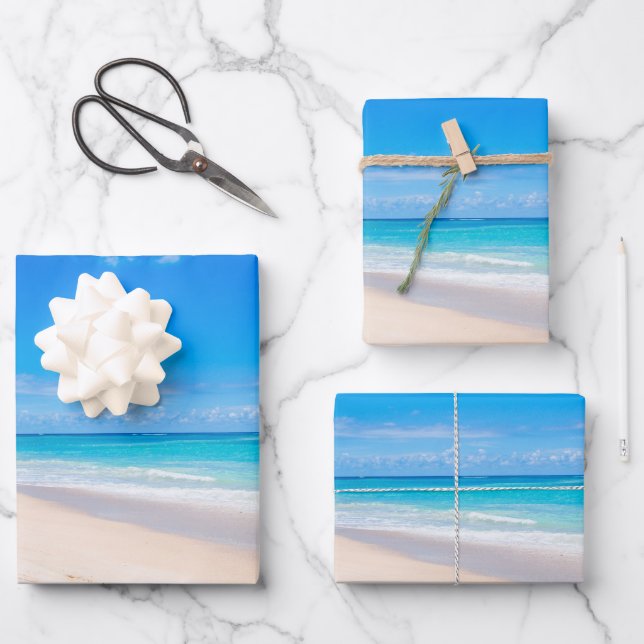 Beautiful Sunny Tropical Beach Photo Wrapping Paper Sheet (Front)