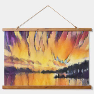 Beautiful sunrise as watercolor design hanging ta hanging tapestry