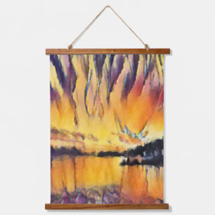 Beautiful sunrise as watercolor design hanging tapestry