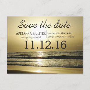 Beautiful Sunrise Beach Waves Save The Date Announcement Postcard