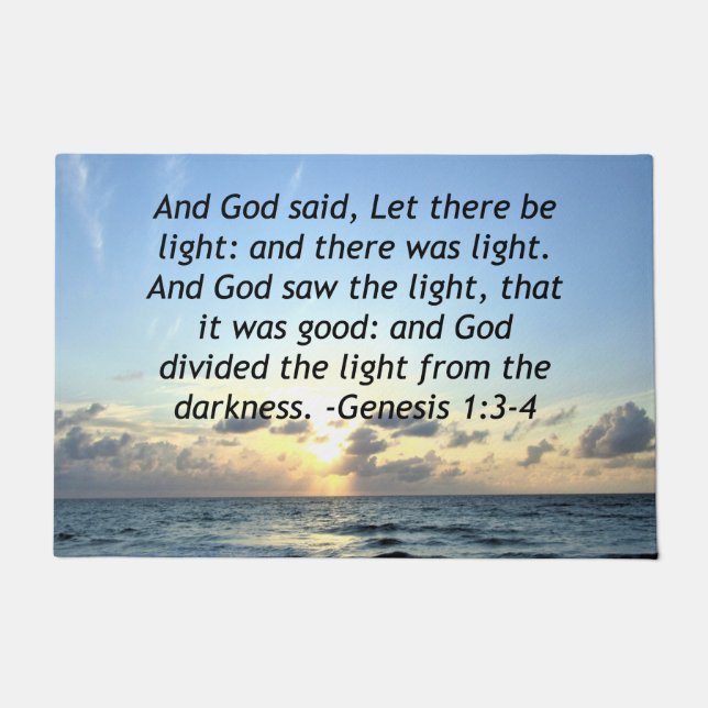BEAUTIFUL SUNRISE GENESIS 1:3 SCRIPTURE PHOTO DOORMAT (Front)