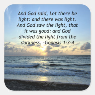 BEAUTIFUL SUNRISE GENESIS 1:3 SCRIPTURE PHOTO SQUARE STICKER