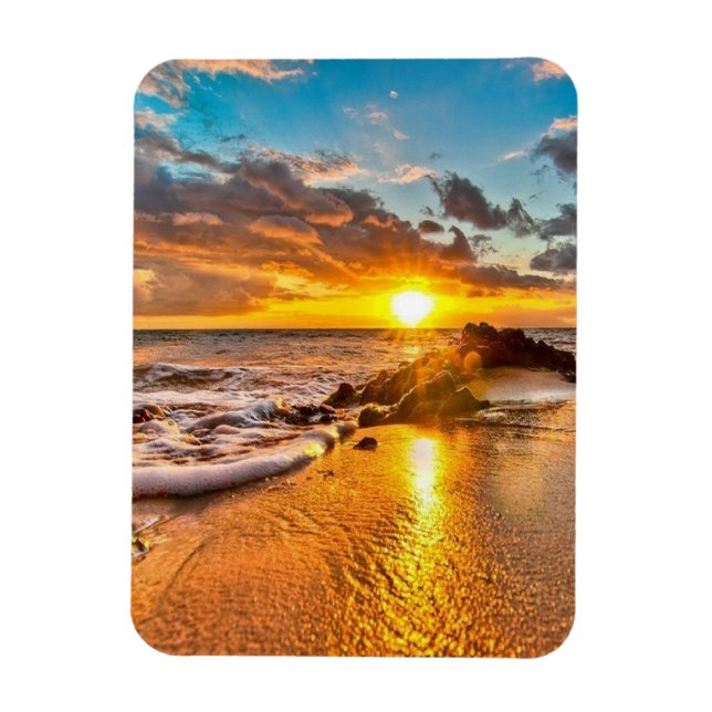Beautiful sunrise on the beach magnet (Vertical)