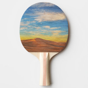 Beautiful Sunrise Over Sand Dunes On Wood Ping Pong Paddle