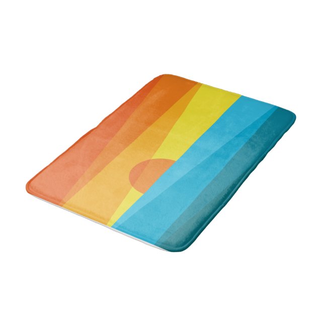 Beautiful Sunset and Sea Waves Bath Mat (Angled)