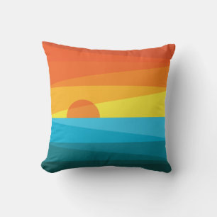 Beautiful Sunset and Sea Waves Cushion