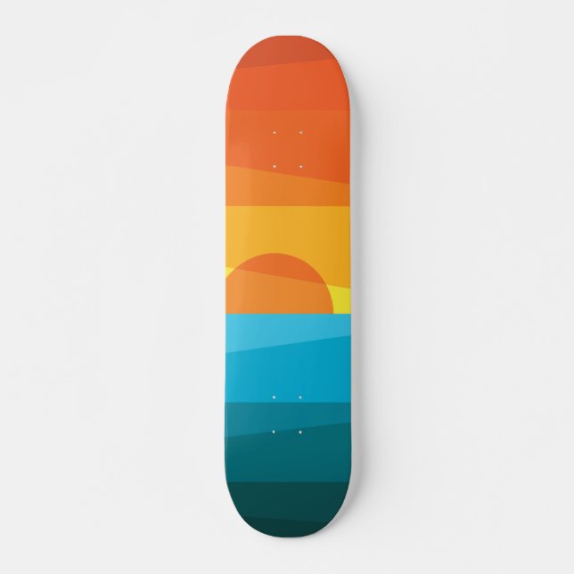 Beautiful Sunset and Sea Waves Skateboard (Front)