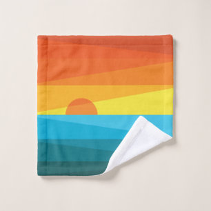 Beautiful Sunset and Sea Waves Wash Cloth