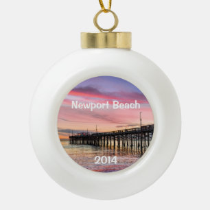 Beautiful Sunset at Newport Beach Ceramic Ball Christmas Ornament