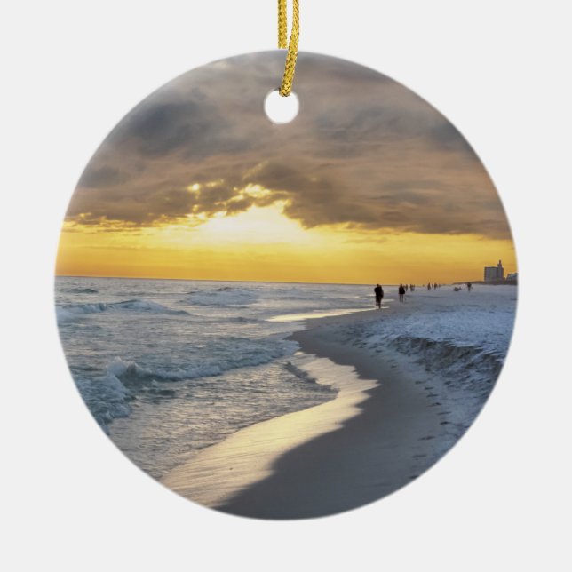 Beautiful Sunset at Pensacola Beach, Florida Ceramic Ornament (Front)