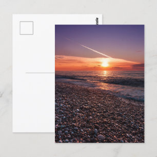 Beautiful sunset at sea. Batumi Georgia Postcard
