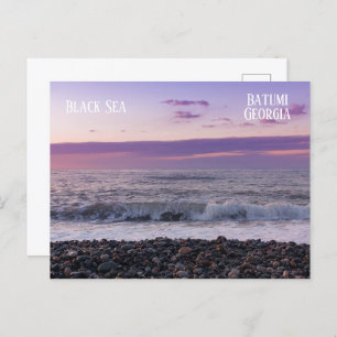 Beautiful sunset at sea. Batumi Georgia Postcard