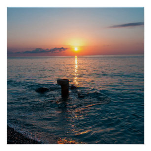 Beautiful sunset at sea. Batumi Georgia Poster