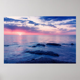 Beautiful sunset at sea poster