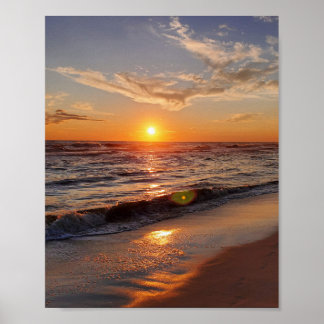 Beautiful sunset at the beach  poster