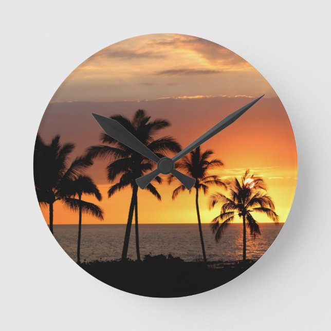 Beautiful Sunset at the Beach  Round Clock (Front)