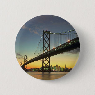 Beautiful Sunset: Bay Bridge, San Francisco, Calif 6 Cm Round Badge