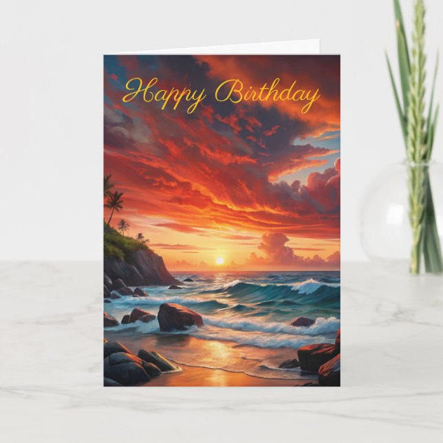 Beautiful Sunset Birthday Card (Front)