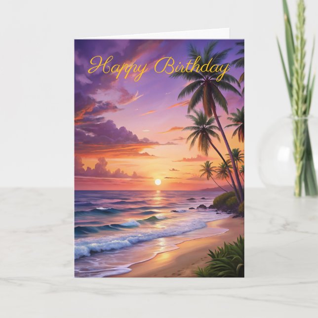 Beautiful Sunset Birthday Card (Front)