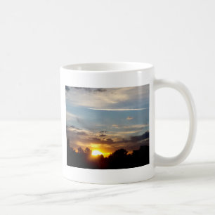 beautiful sunset blue yellow landscape relax coffee mug