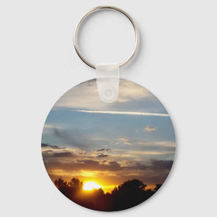 beautiful sunset blue yellow landscape relax key ring