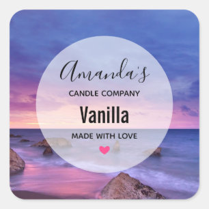 Beautiful Sunset Coastal Photo - Candle Business Square Sticker