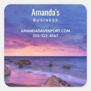 Beautiful Sunset Coastal Photograph Business Square Sticker