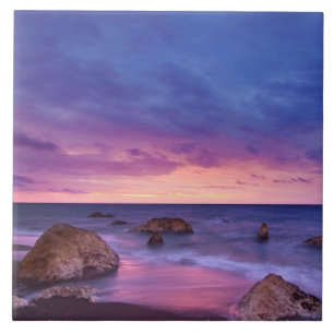 Beautiful Sunset Coastal Photograph Ceramic Tile