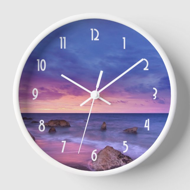Beautiful Sunset Coastal Photograph Clock (Front)