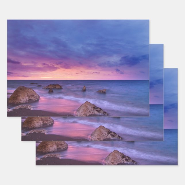 Beautiful Sunset Coastal Photograph Wrapping Paper Sheet (Set)