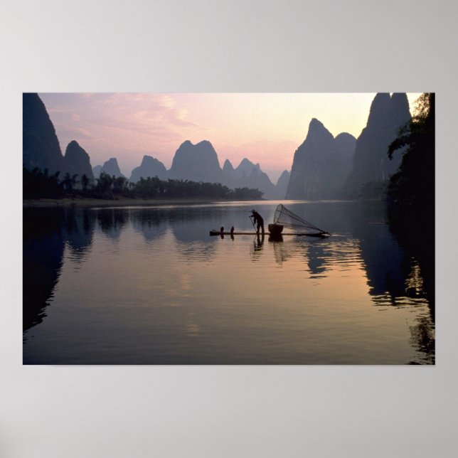 Beautiful Sunset: Crossing the River Li, Guilin, C Poster (Front)