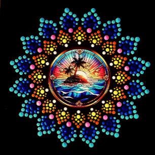 Beautiful Sunset Dot Art Mandala Insert Note Card