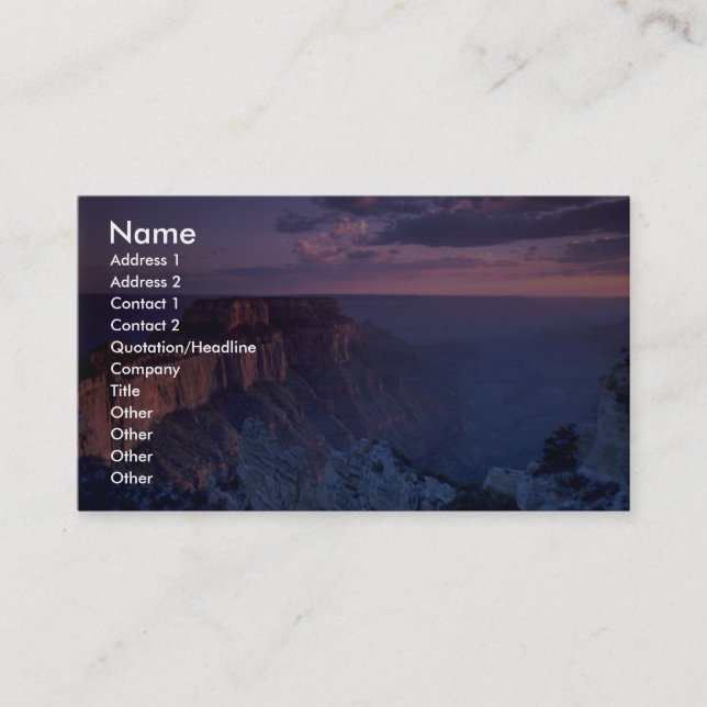 Beautiful Sunset: Grand Canyon, Arizona Business Card (Front)