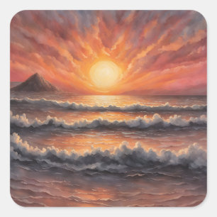 Beautiful sunset i the ocean square sticker