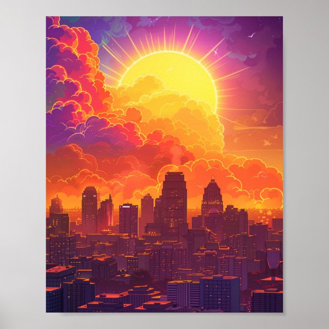 Beautiful Sunset in Kansas City USA Poster (Front)