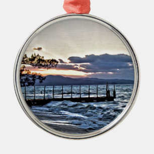 Beautiful Sunset in Montego Bay, Jamaica Metal Tree Decoration
