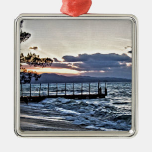 Beautiful Sunset in Montego Bay, Jamaica Metal Tree Decoration