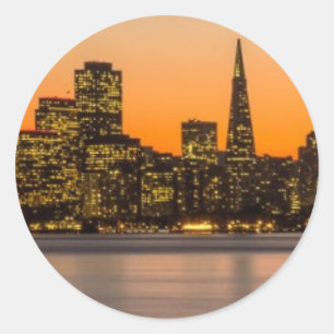 Beautiful sunset in San Francisco Classic Round Sticker