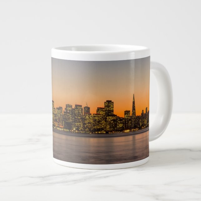 Beautiful sunset in San Francisco Large Coffee Mug (Front Right)